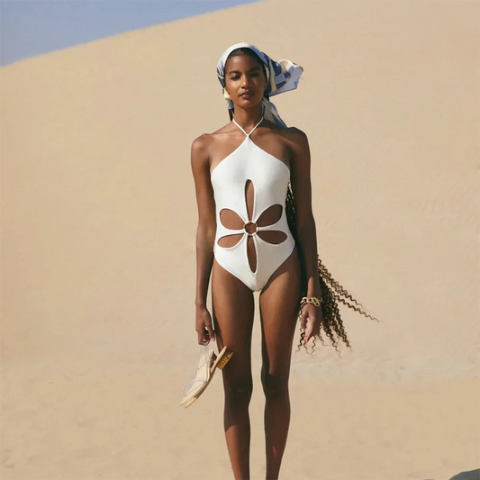 Bold Strappy Swimsuit – Golden Hour