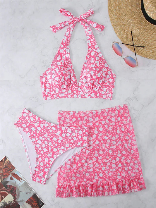 Luxe High-Waist Bikini – Tropical Bloom