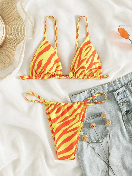 Romantic High-Waist Bikini – Golden Hour