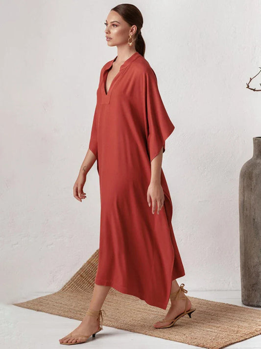 Elegant V-Neck Swim Dress