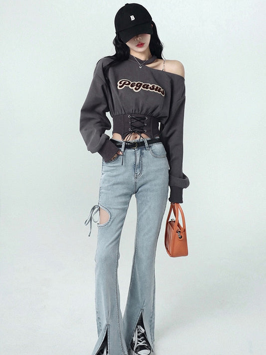 Left Shadows Crop Relaxed Sweater