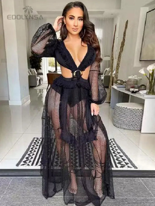 Deep V-neck Swim Dress