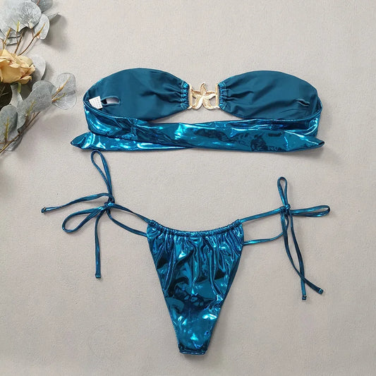 Minimalist Cut-Out Bikini – Satin Glow