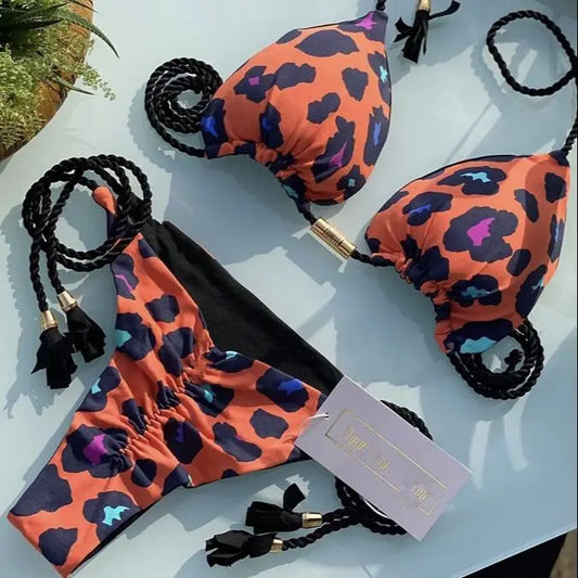 Marina Luxe Rope‑Tie Bikini Set