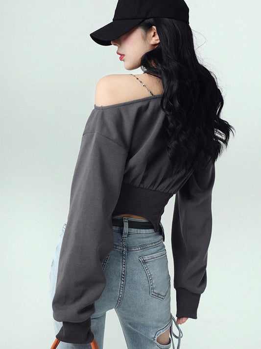 Left Shadows Crop Relaxed Sweater