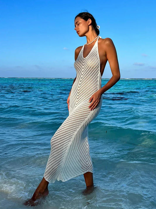 White Knitted Mesh Overlay