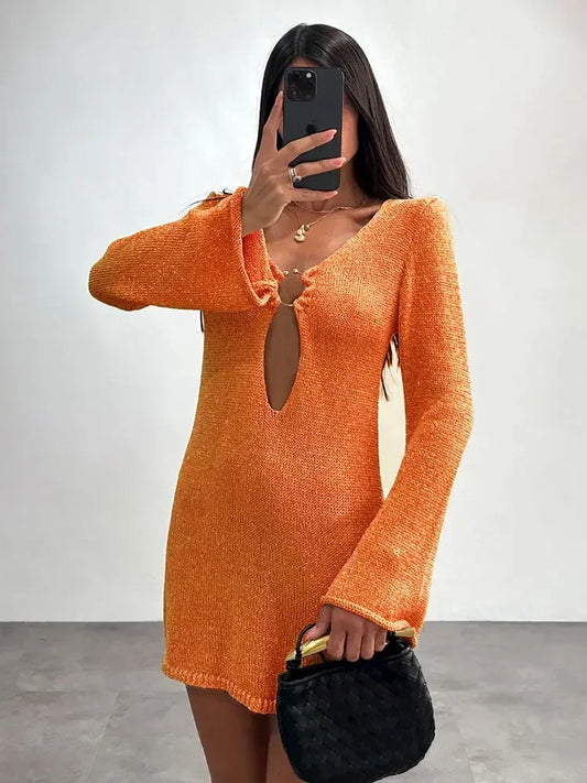 Flared Sleeve Swim Dress
