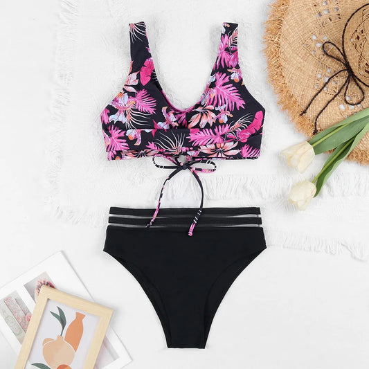 Chic Strappy Swimsuit – Crisscross Style