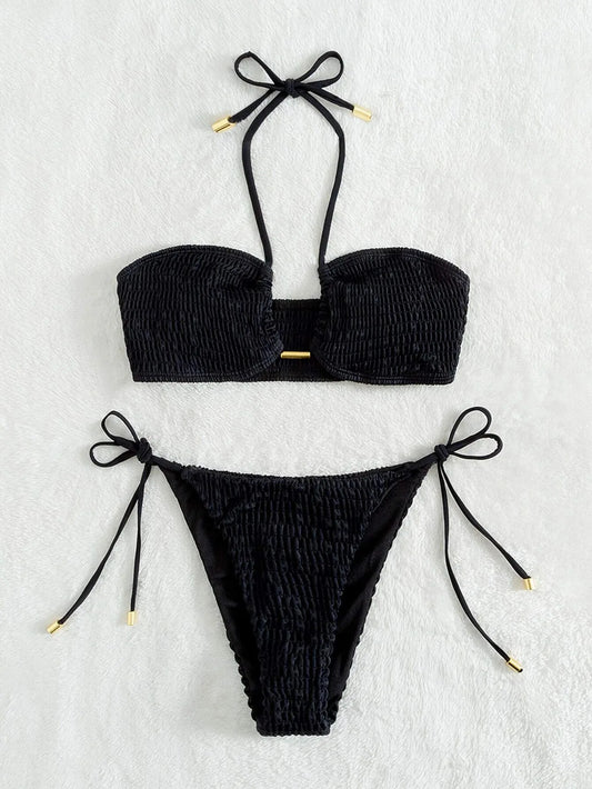 Chic Strappy Swimsuit – Satin Glow
