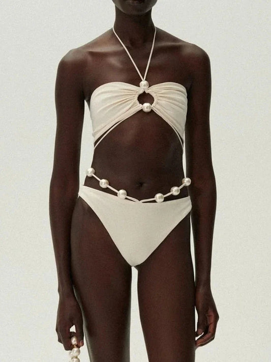 Strap Swimsuit Mesh Overlay