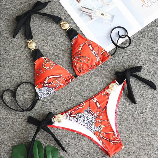 Glam Triangle Bikini – Tropical Bloom