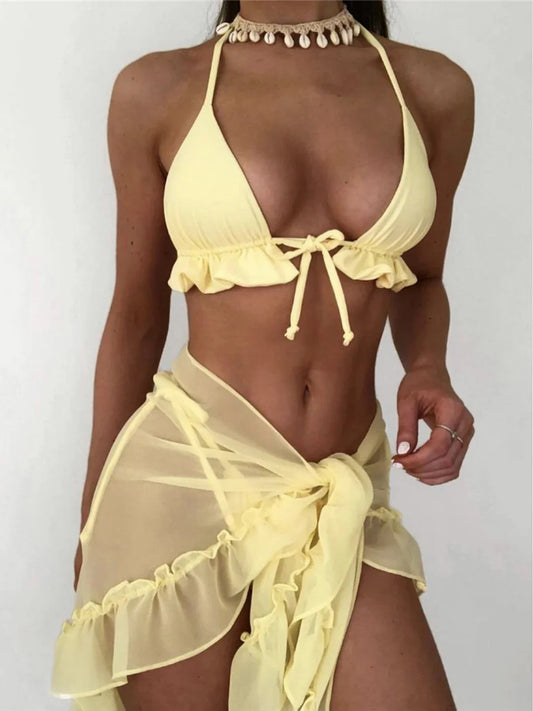 Halter Ruffled Crochet Layer