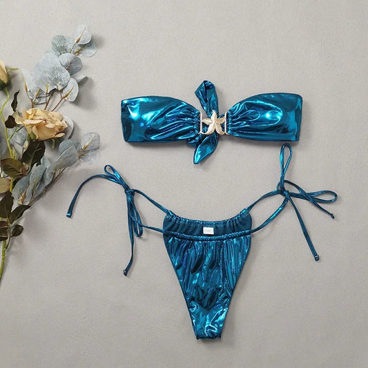 Minimalist Cut-Out Bikini – Satin Glow