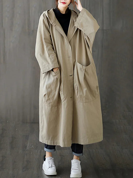 Vera Oversized Hooded Longline Casual Coat for Women