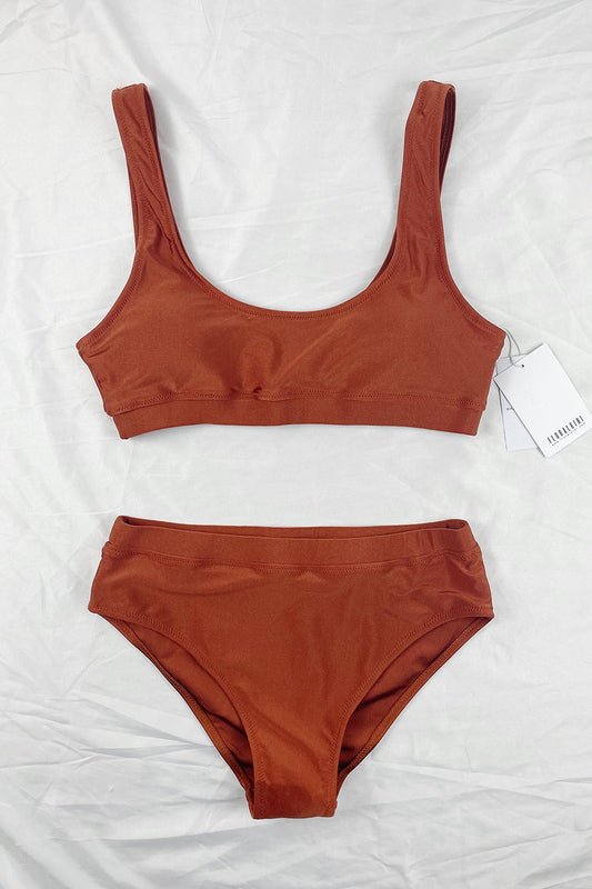 Elegant High-Waist Bikini – Tropical Bloom