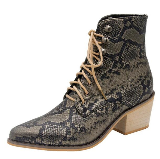 Animal Print PU Leather Cross Tied Chelsea Boots